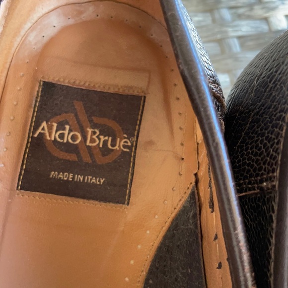 Aldo Brue Brown Croc Leather Loafers. main image 8